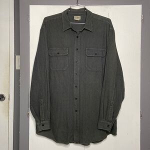 ll bean mens long sleeve button up shirt xl tall green pinstripes shaket